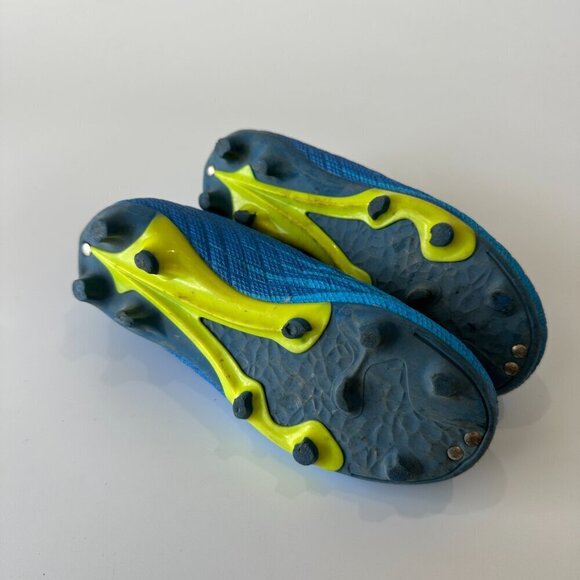 Blue Kids Athletic Outdoor Firm Ground Turf Sports Soccer Cleats Lace Up Shoes - Picture 6 of 6